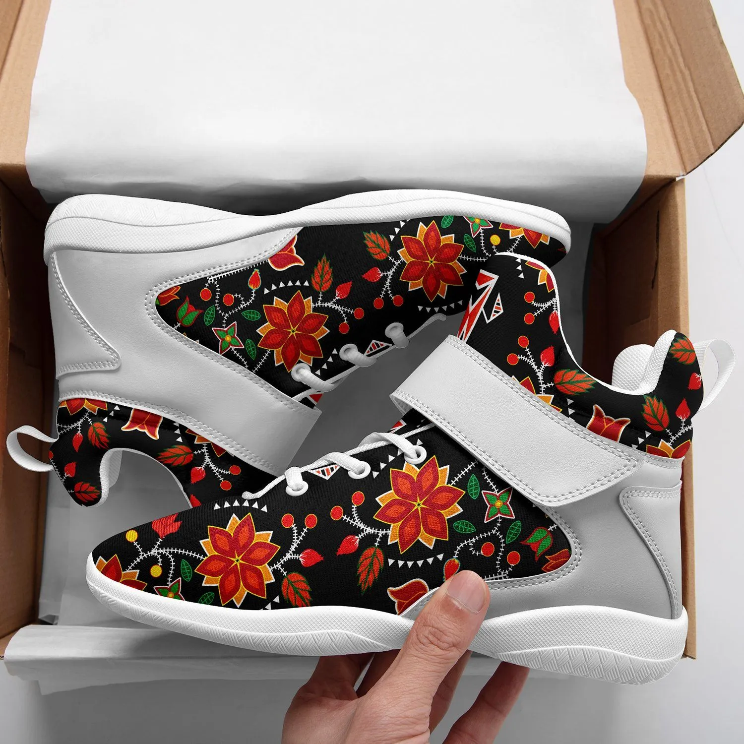 Floral Beadwork Six Bands Ipottaa Basketball / Sport High Top Shoes