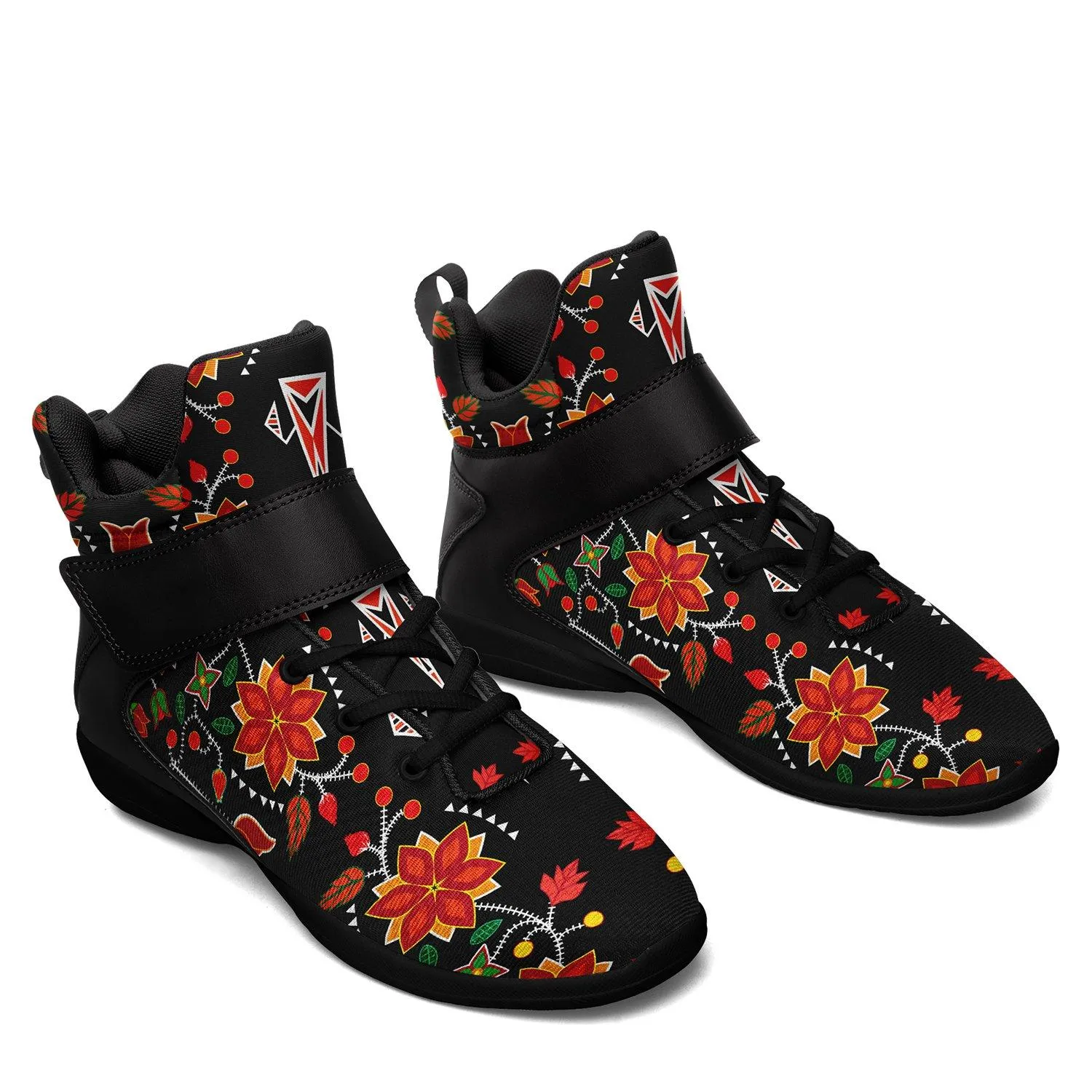 Floral Beadwork Six Bands Ipottaa Basketball / Sport High Top Shoes