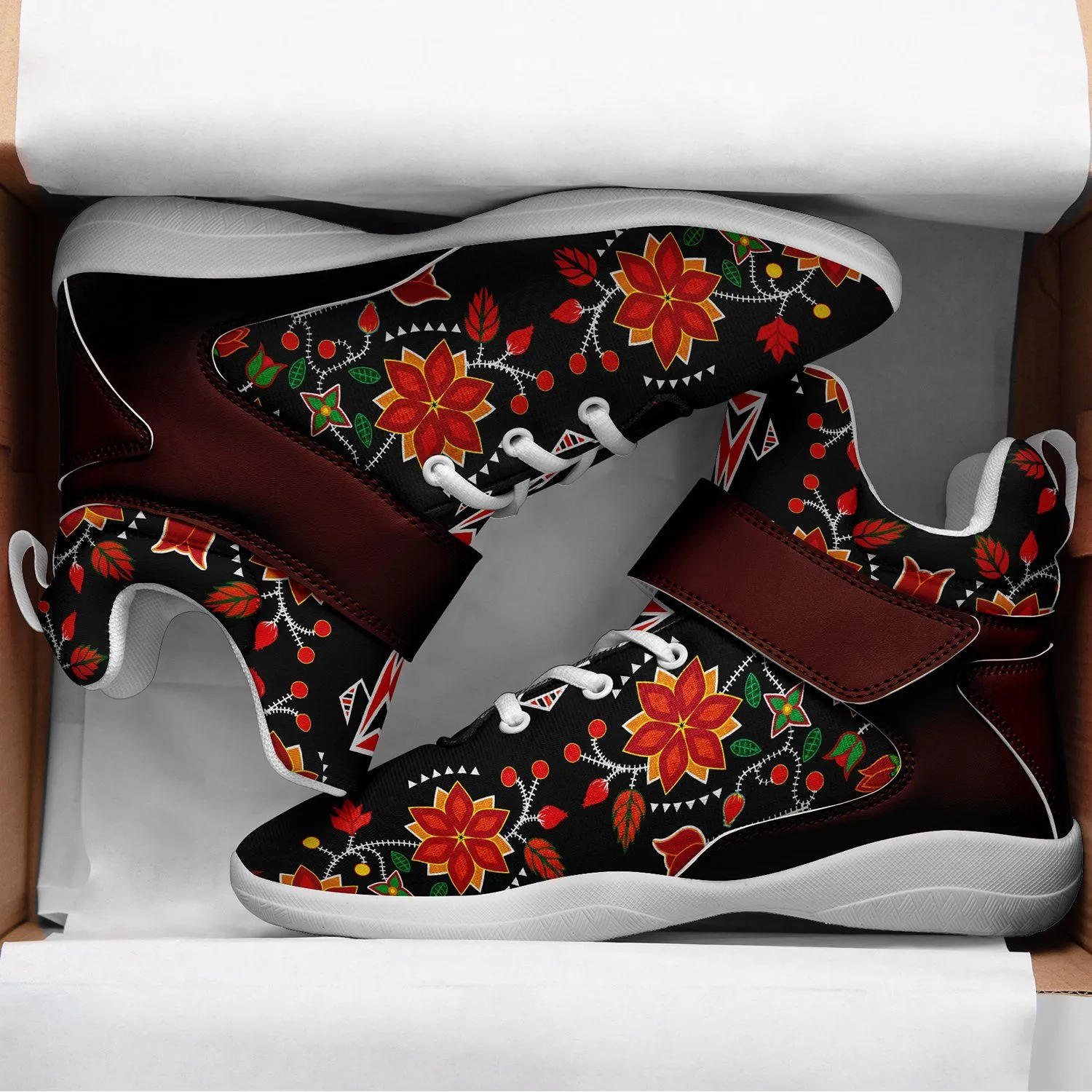 Floral Beadwork Six Bands Ipottaa Basketball / Sport High Top Shoes