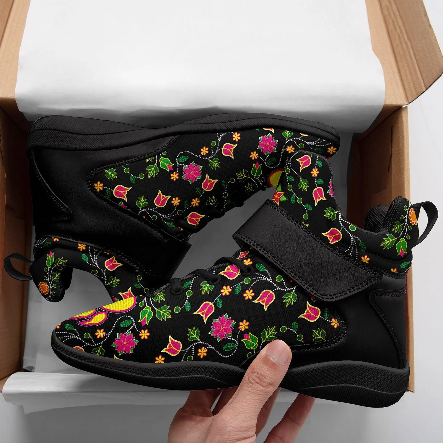 Floral Bearpaw Ipottaa Basketball / Sport High Top Shoes - Black Sole