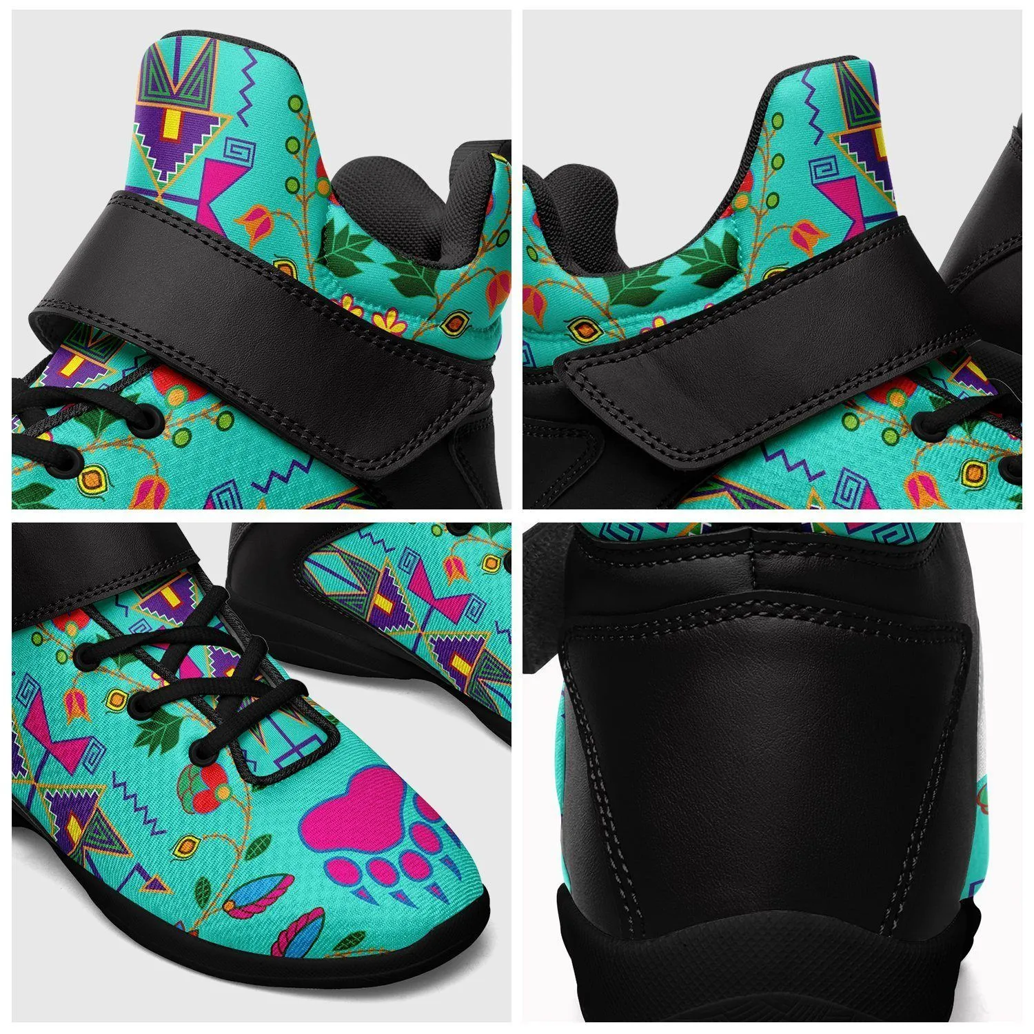 Geometric Floral Fall Sky Ipottaa Basketball / Sport High Top Shoes - Black Sole