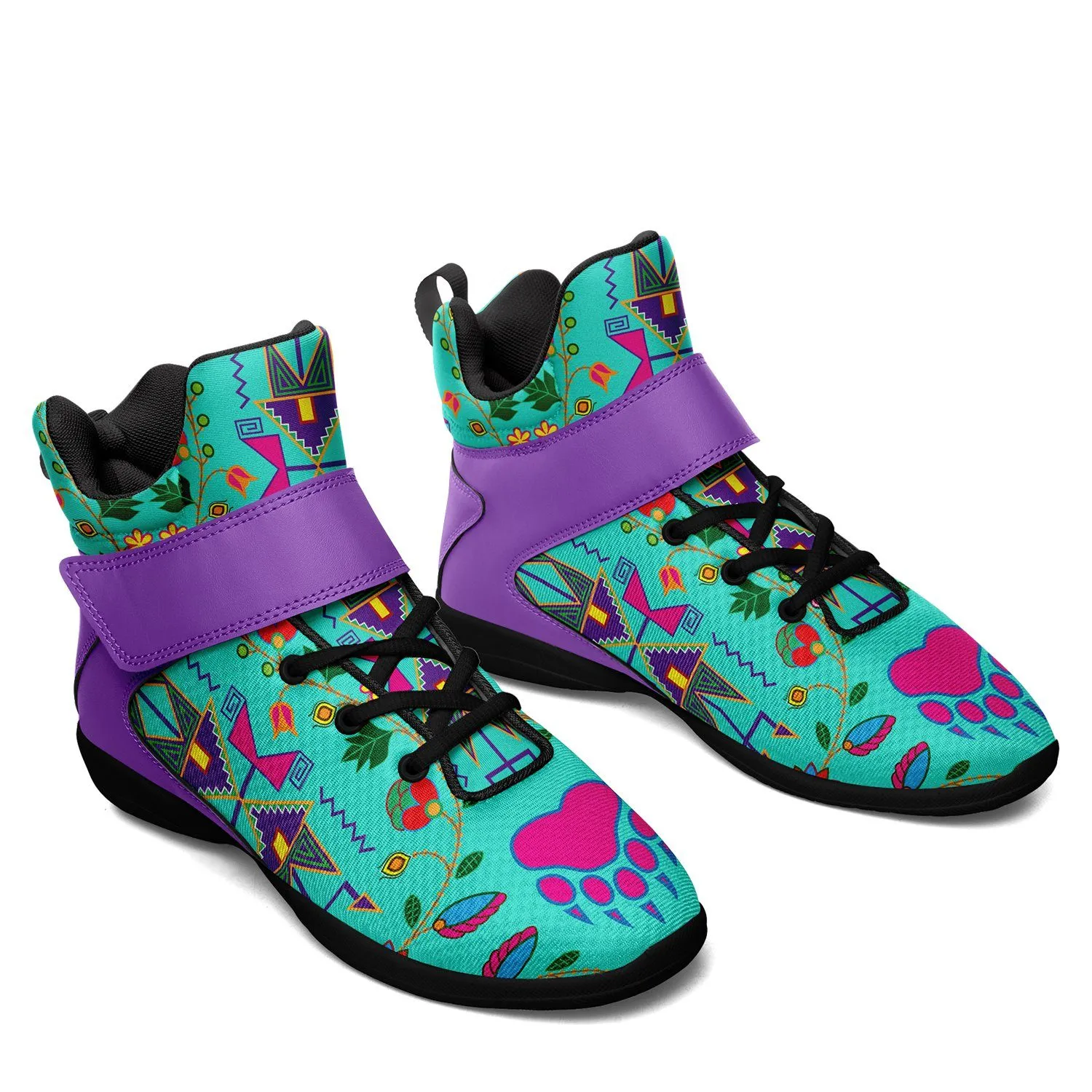 Geometric Floral Fall Sky Ipottaa Basketball / Sport High Top Shoes