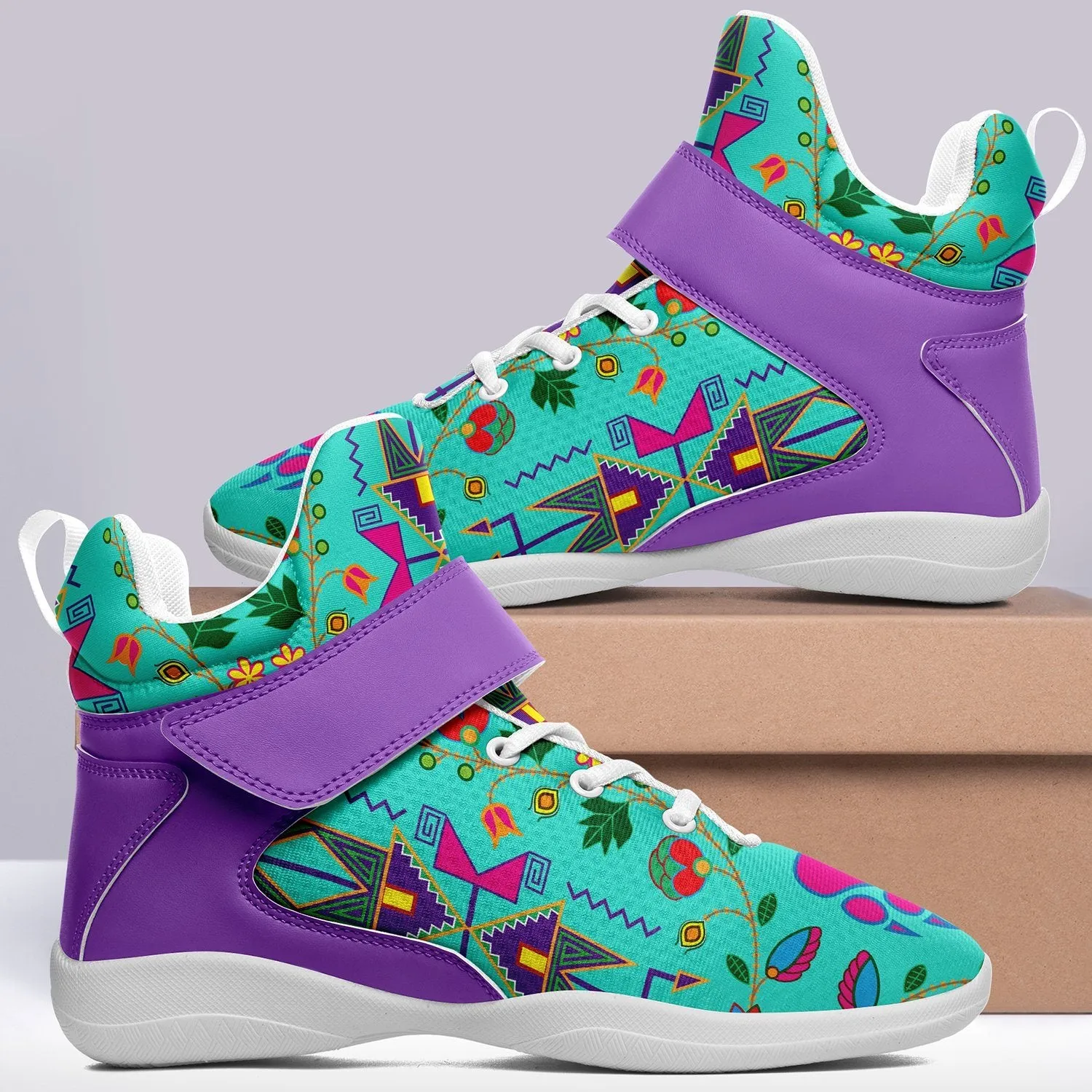 Geometric Floral Fall Sky Ipottaa Basketball / Sport High Top Shoes