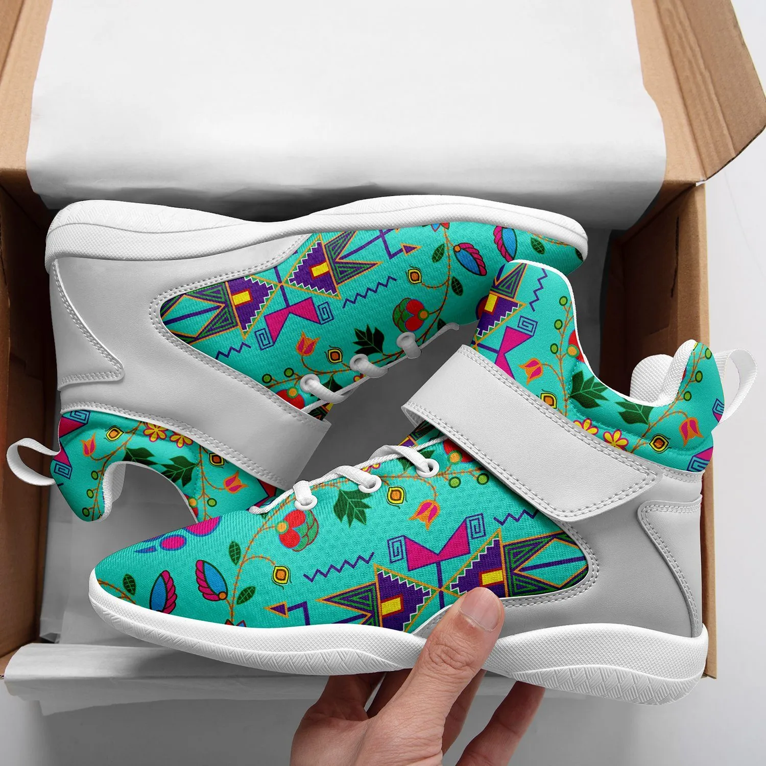 Geometric Floral Fall Sky Ipottaa Basketball / Sport High Top Shoes