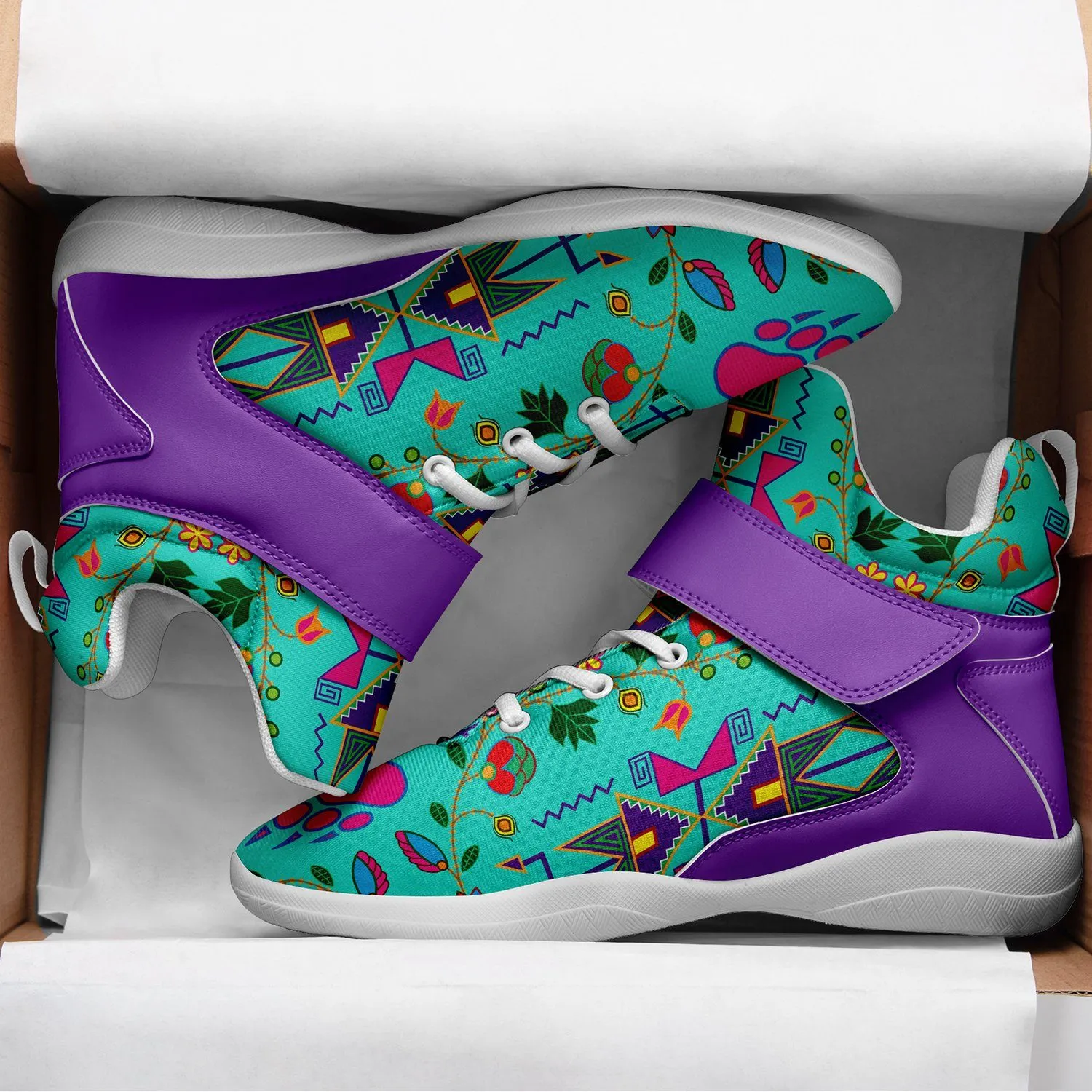 Geometric Floral Fall Sky Ipottaa Basketball / Sport High Top Shoes