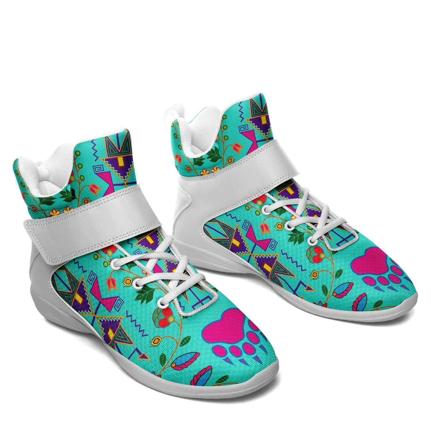 Geometric Floral Fall Sky Ipottaa Basketball / Sport High Top Shoes