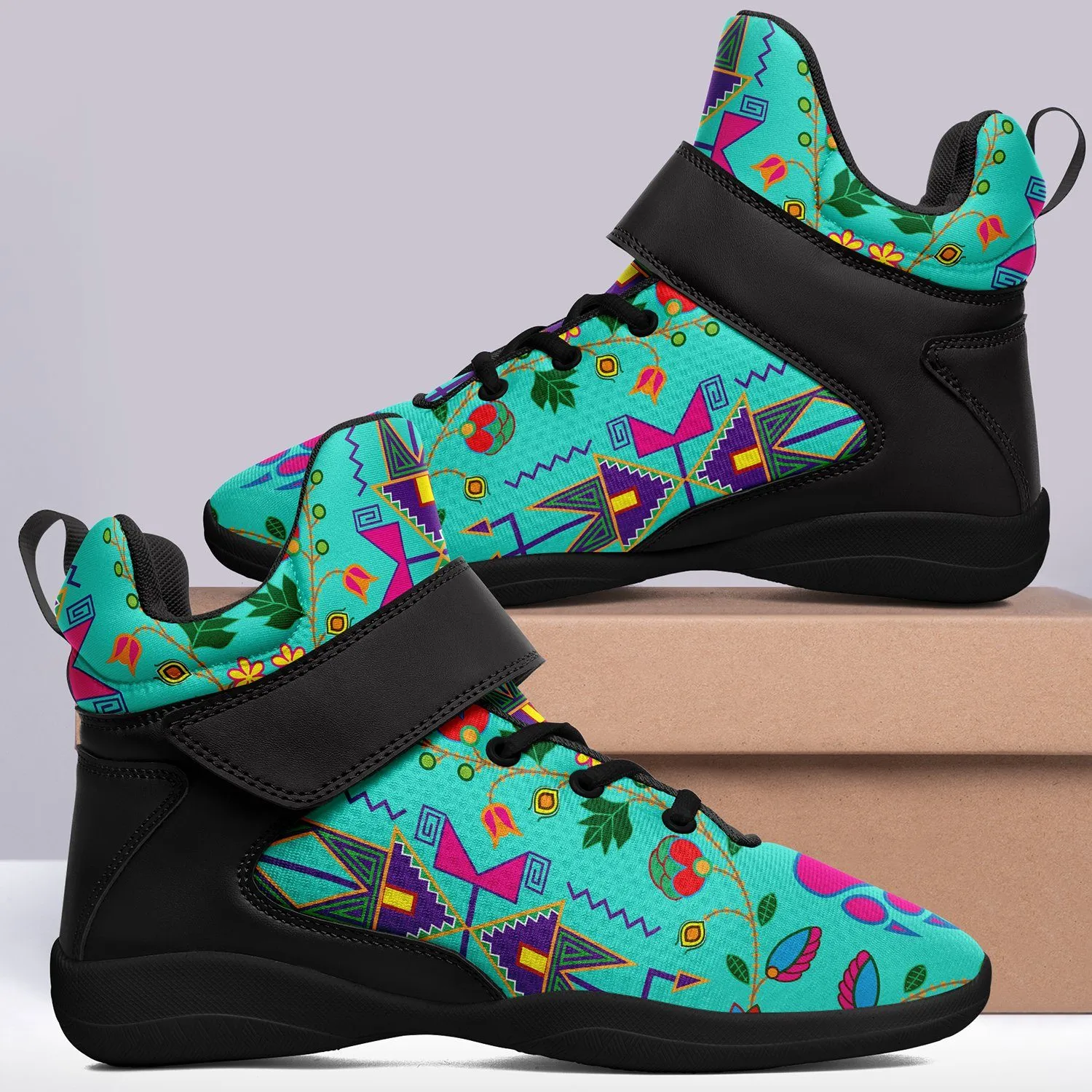 Geometric Floral Fall Sky Ipottaa Basketball / Sport High Top Shoes