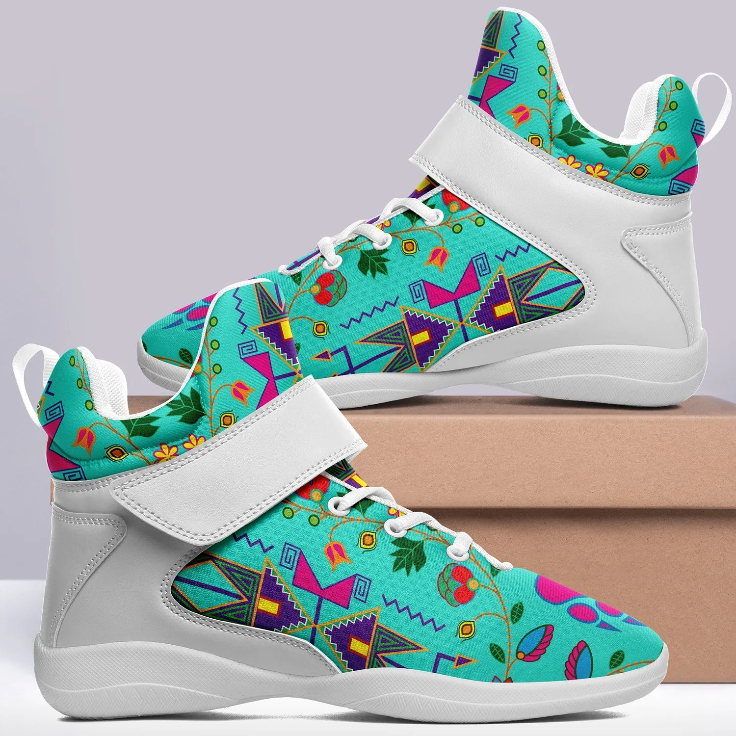 Geometric Floral Fall Sky Ipottaa Basketball / Sport High Top Shoes