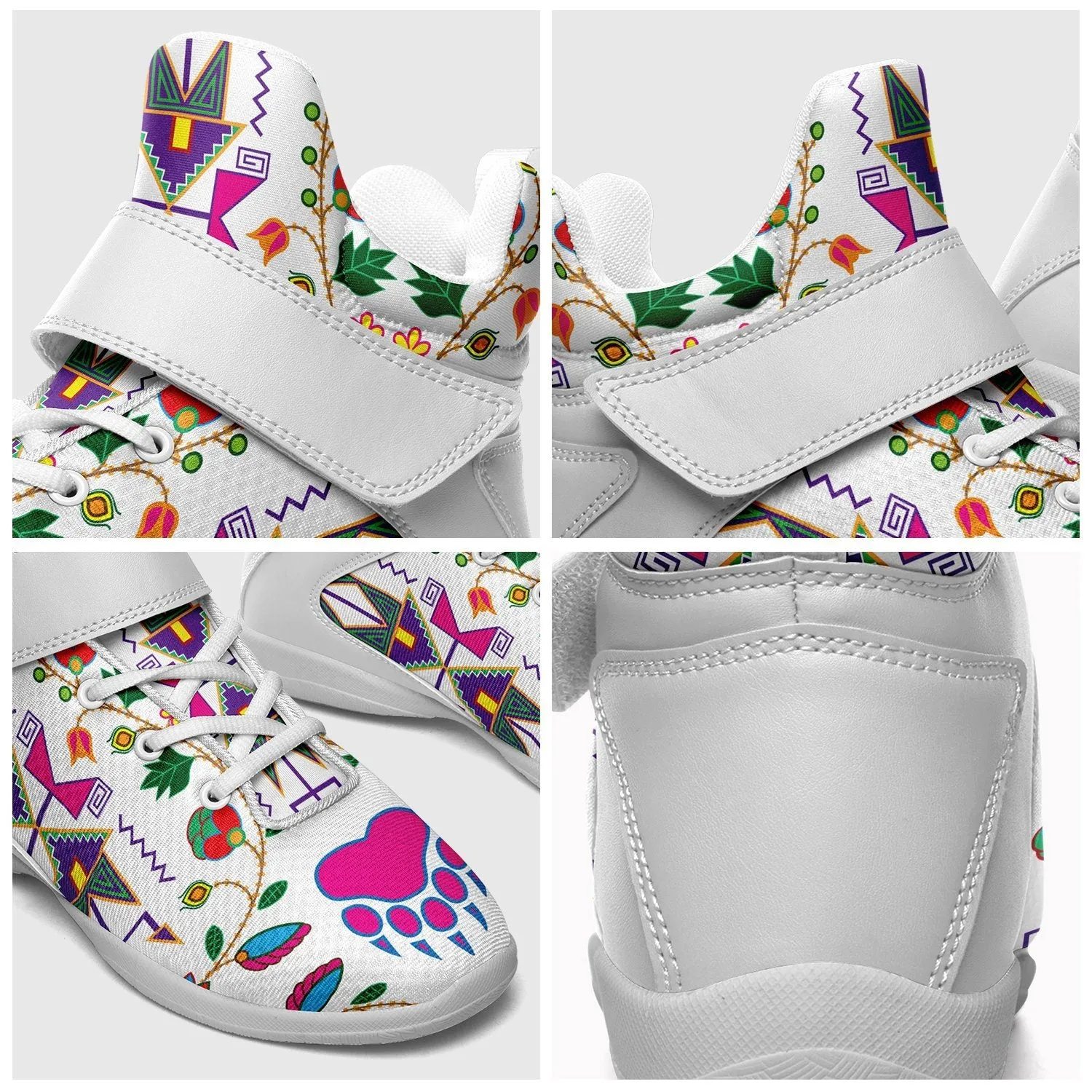 Geometric Floral Fall White Ipottaa Basketball / Sport High Top Shoes