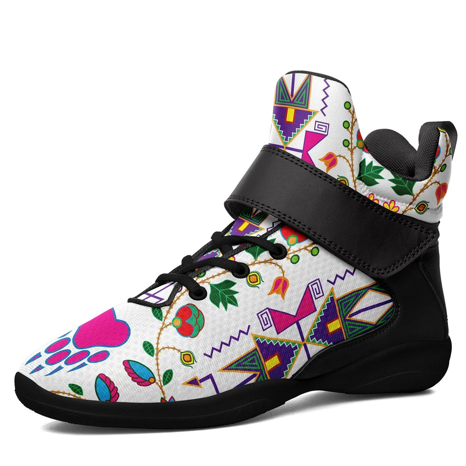 Geometric Floral Fall White Ipottaa Basketball / Sport High Top Shoes