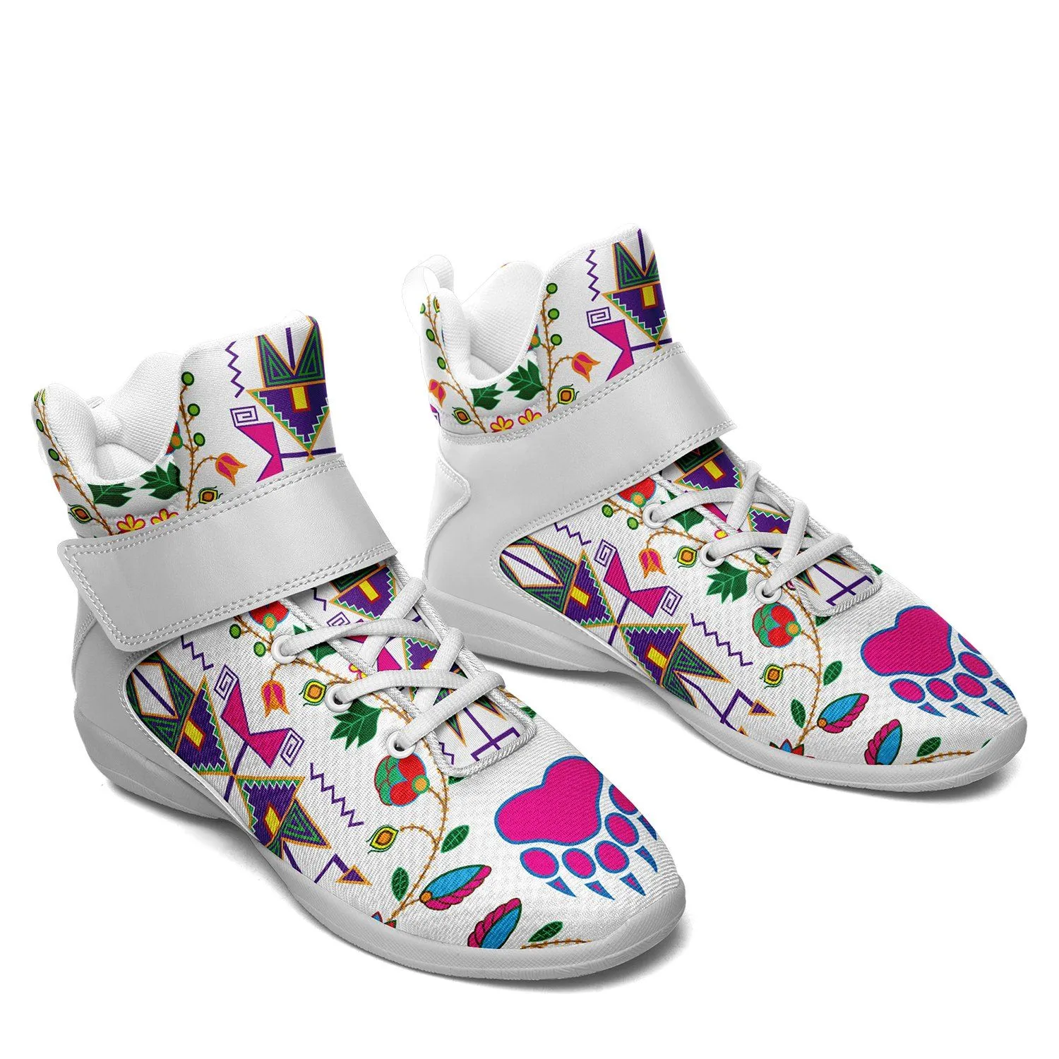 Geometric Floral Fall White Ipottaa Basketball / Sport High Top Shoes