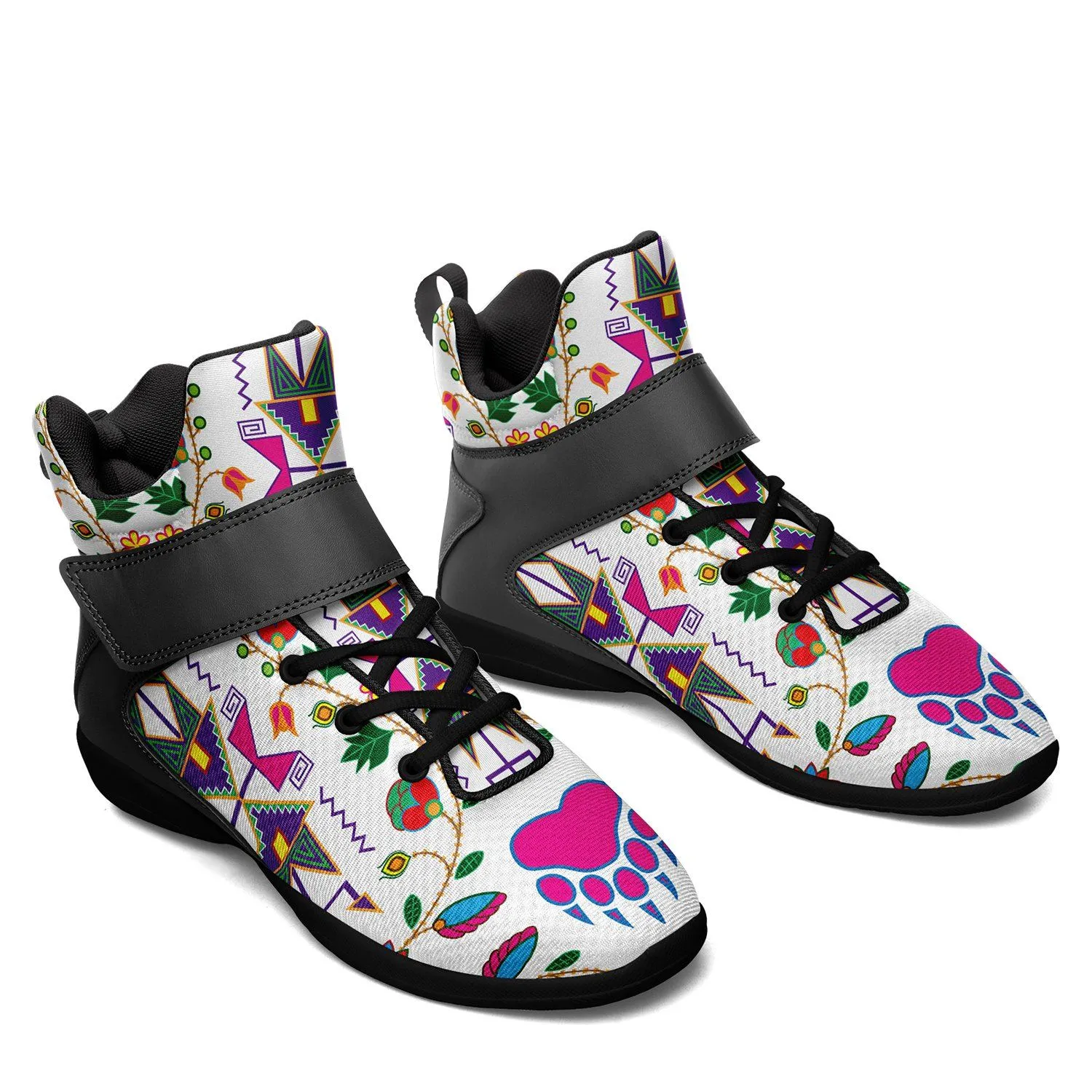 Geometric Floral Fall White Ipottaa Basketball / Sport High Top Shoes