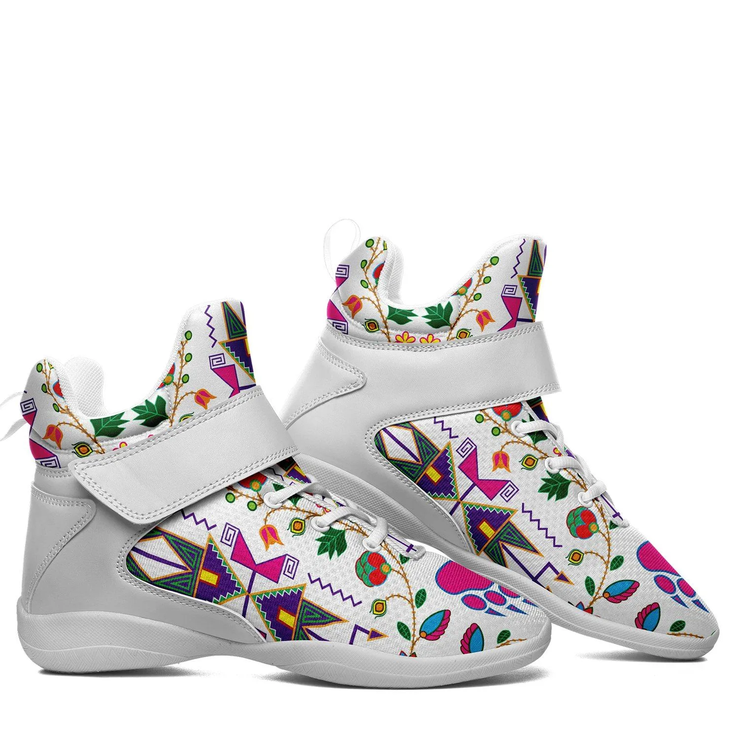 Geometric Floral Fall White Ipottaa Basketball / Sport High Top Shoes