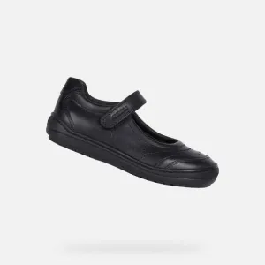 Geox J Hadriel Mary Jane Girls Black School Shoes