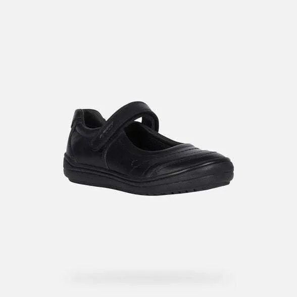 Geox J Hadriel Mary Jane Girls Black School Shoes