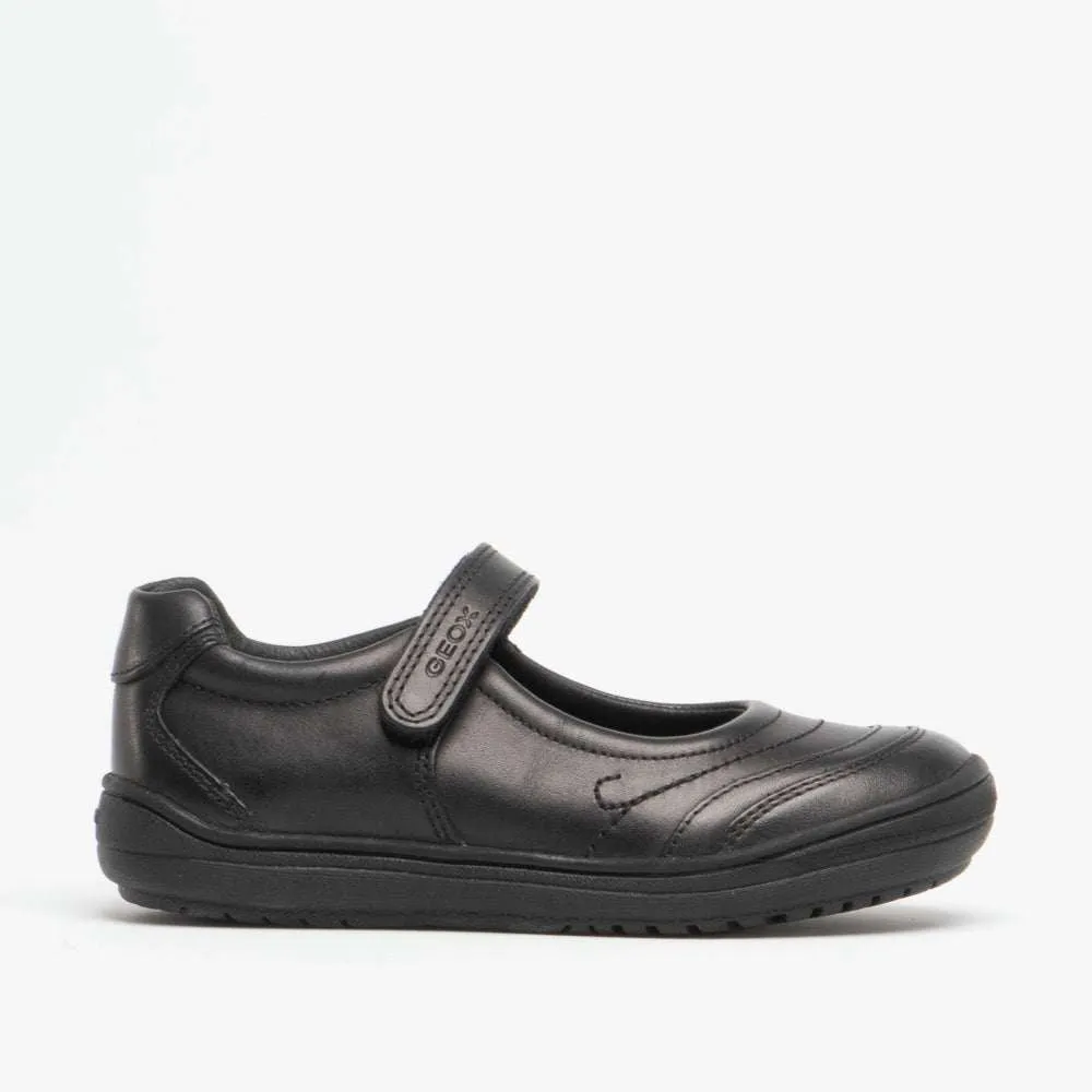 Geox J Hadriel Mary Jane Girls Black School Shoes