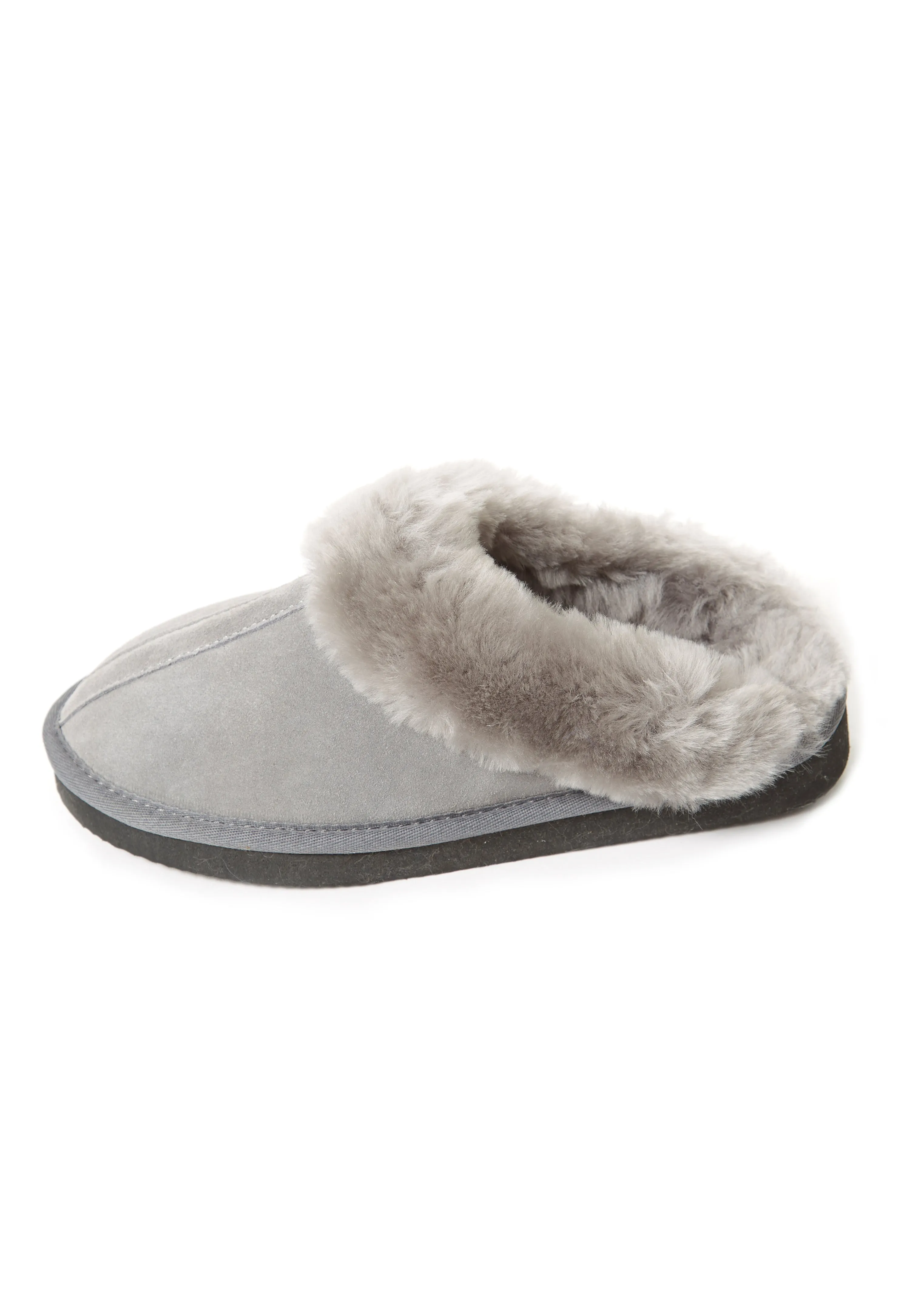 Grey on Grey Luxury Sheepskin Wedge Slippers