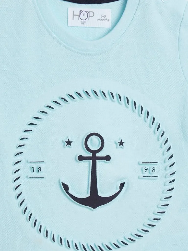 HOP Baby Light Aqua Nautical Print T-Shirt