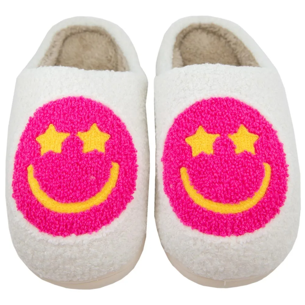 Hot Pink Star Eyed Wholesale Happy Face Slippers