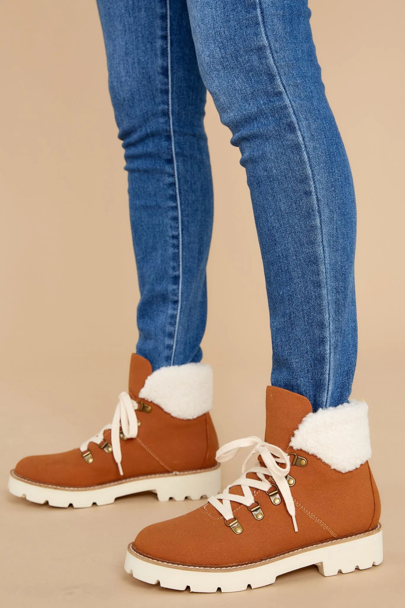 In Step Cognac Lace Up Boots