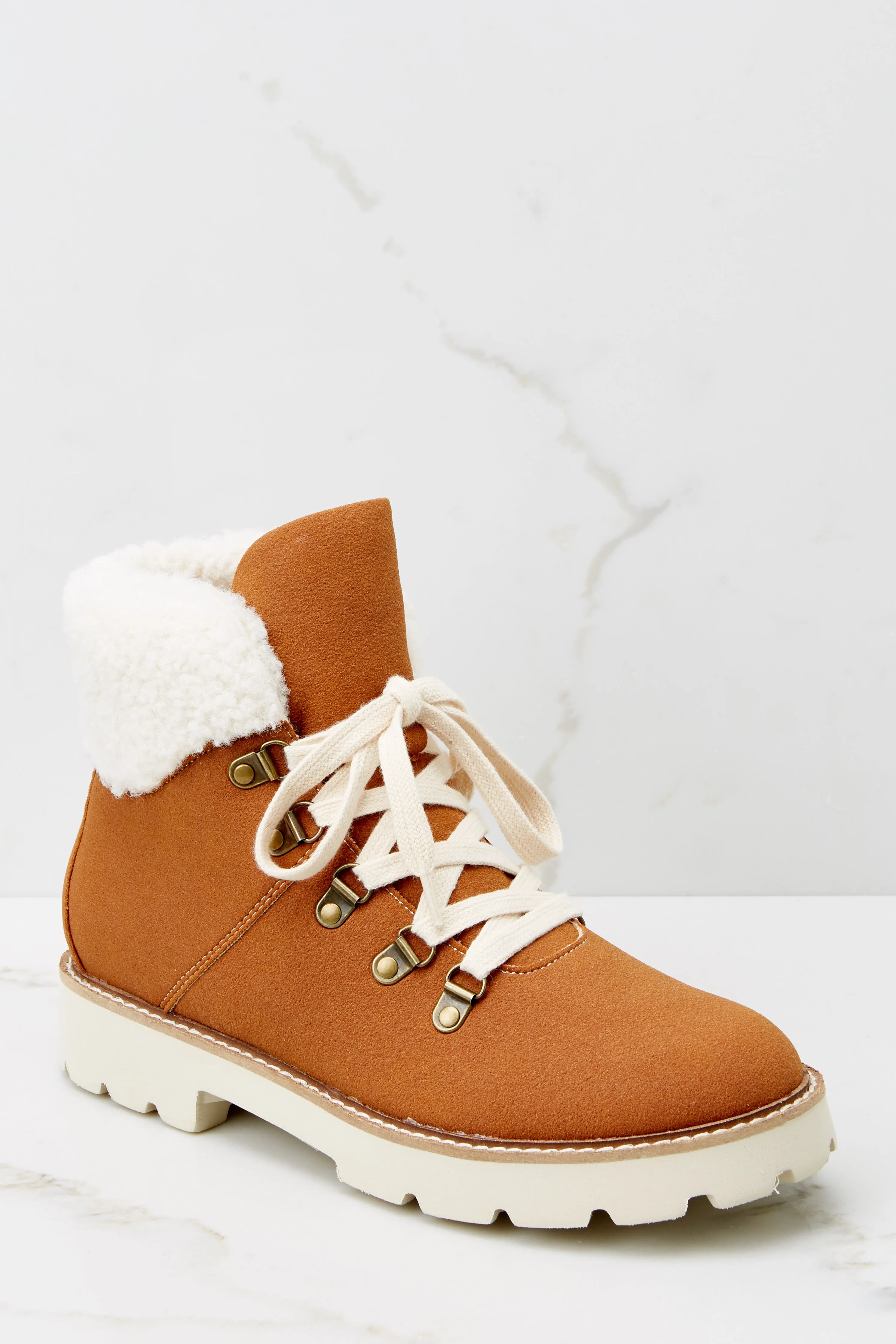 In Step Cognac Lace Up Boots