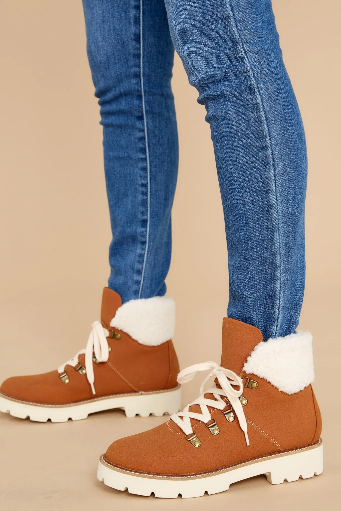 In Step Cognac Lace Up Boots