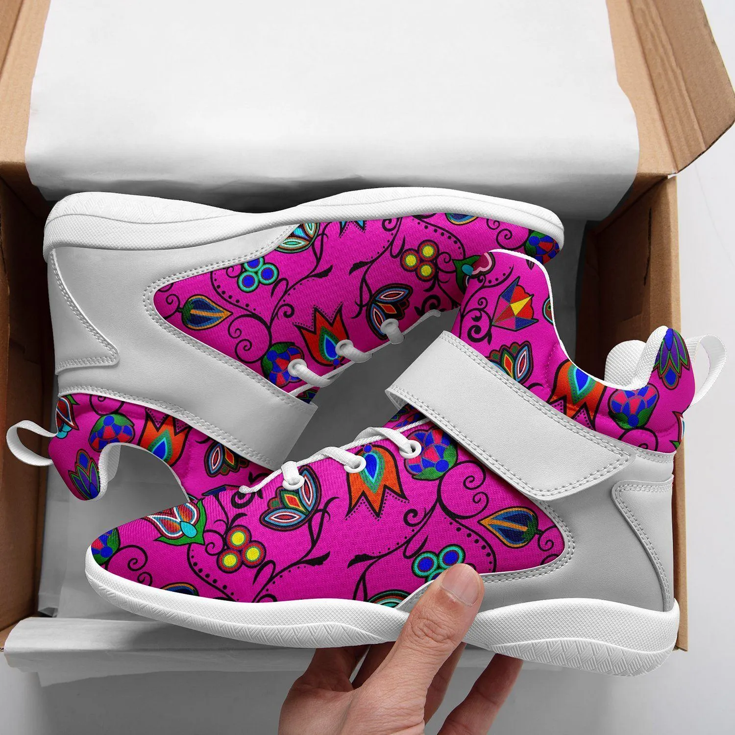 Indigenous Paisley Ipottaa Basketball / Sport High Top Shoes - White Sole