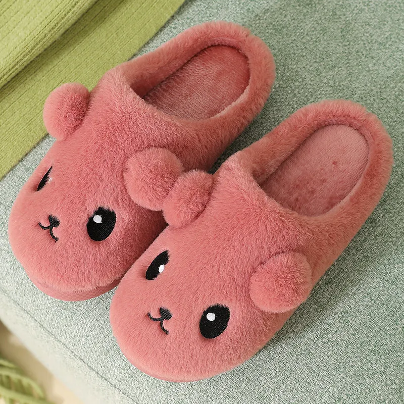 Kawaii Thick-Sole Plush Slippers