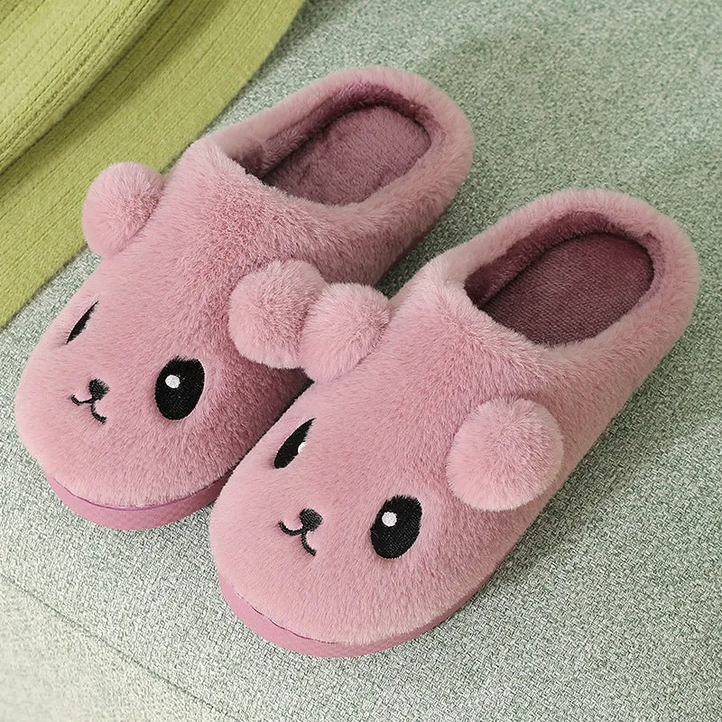 Kawaii Thick-Sole Plush Slippers