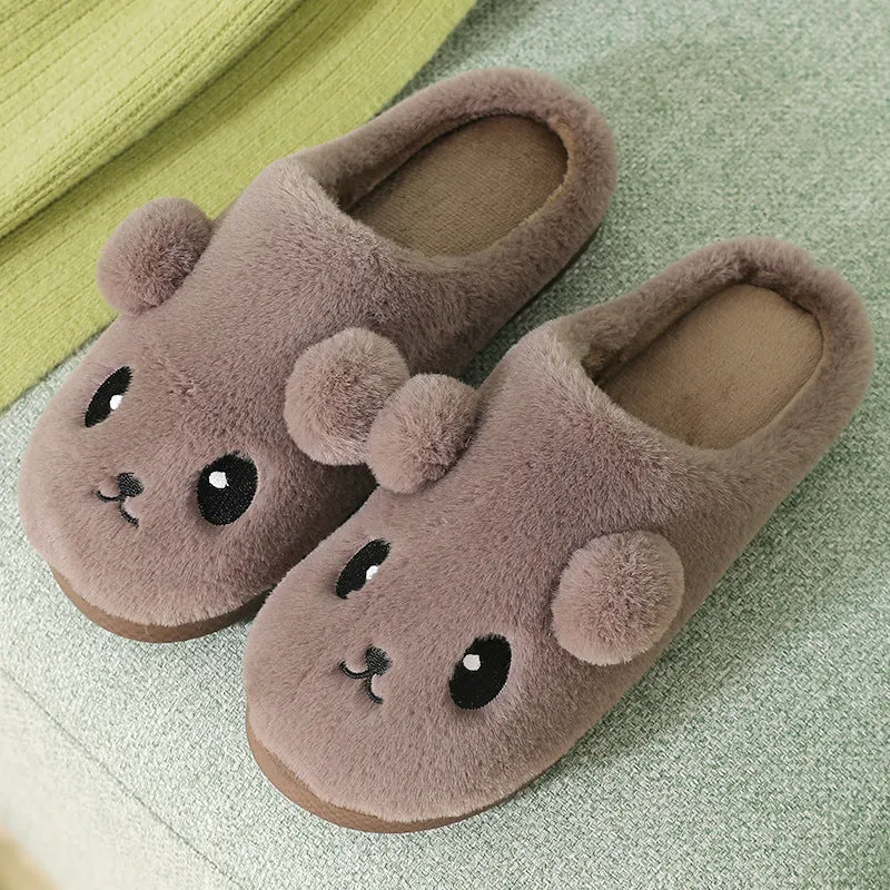 Kawaii Thick-Sole Plush Slippers