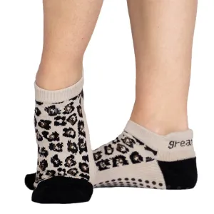 Keira Leopard Grip Sock - Tan/Black