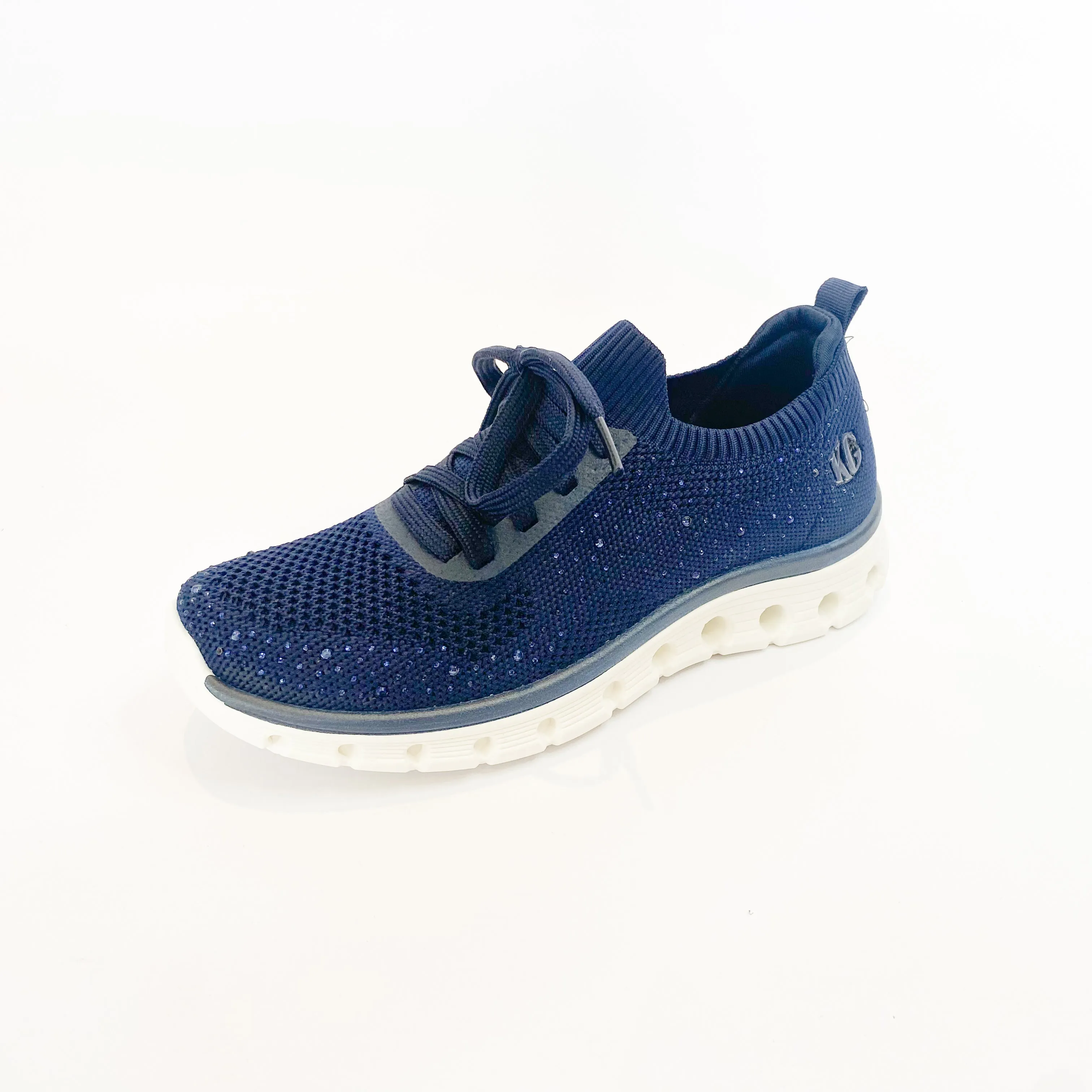 KG navy sparkle  knit lace up