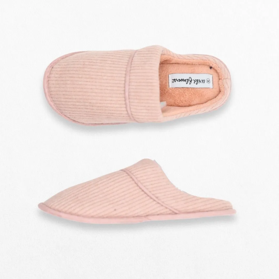 Ladies Closed Toe Ribbed Slippers