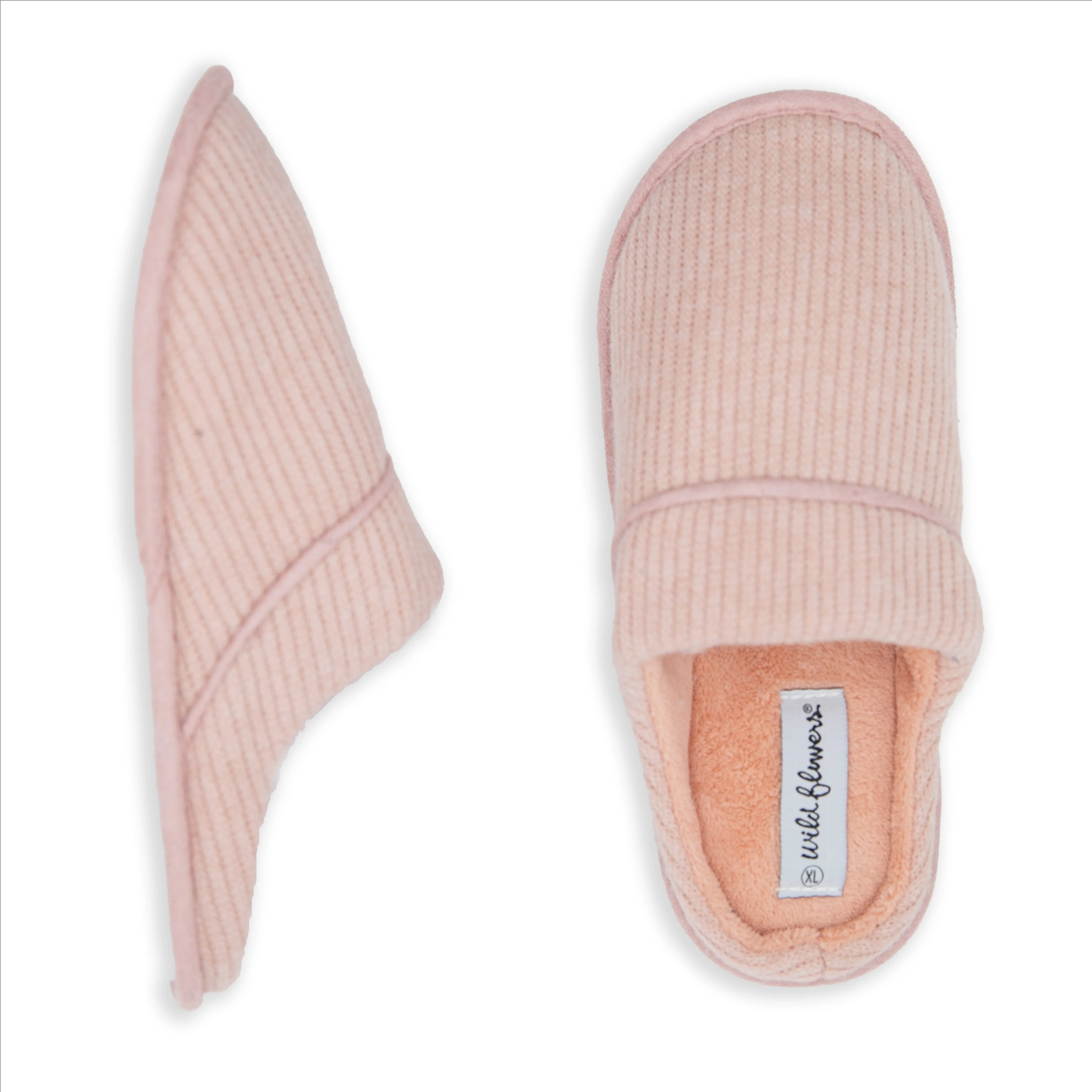 Ladies Closed Toe Ribbed Slippers