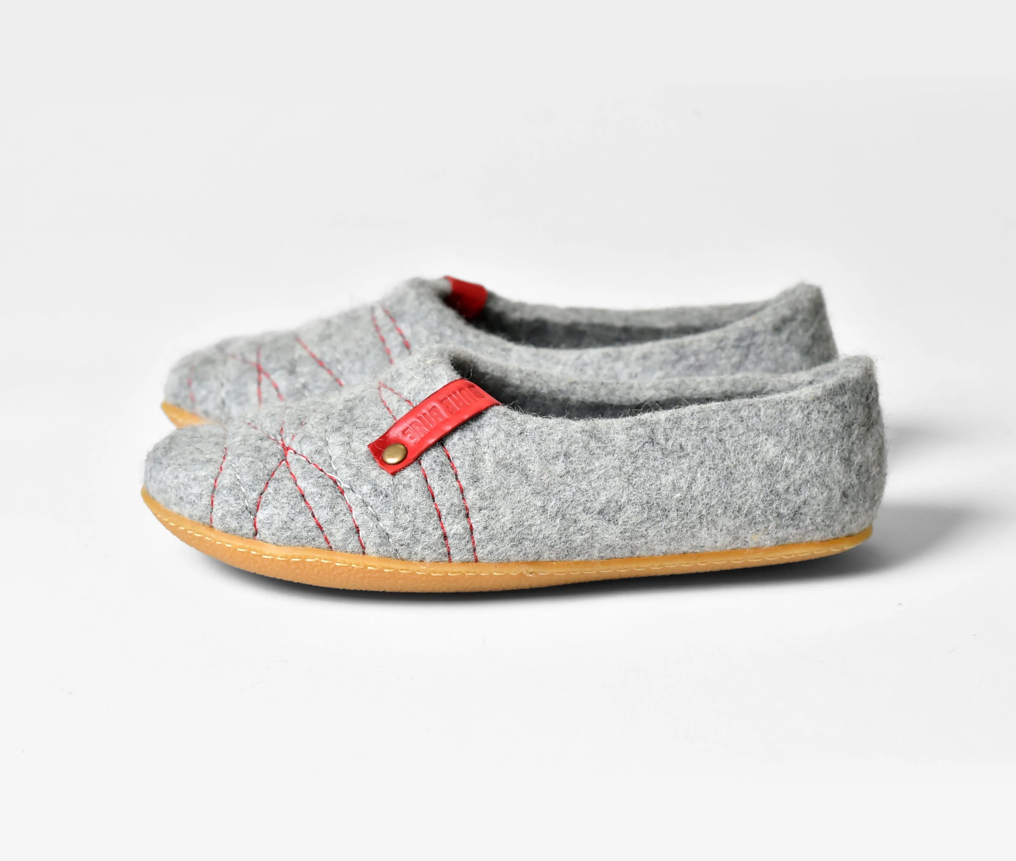 Light Gray COCOON Slippers for Women with Red Stitches