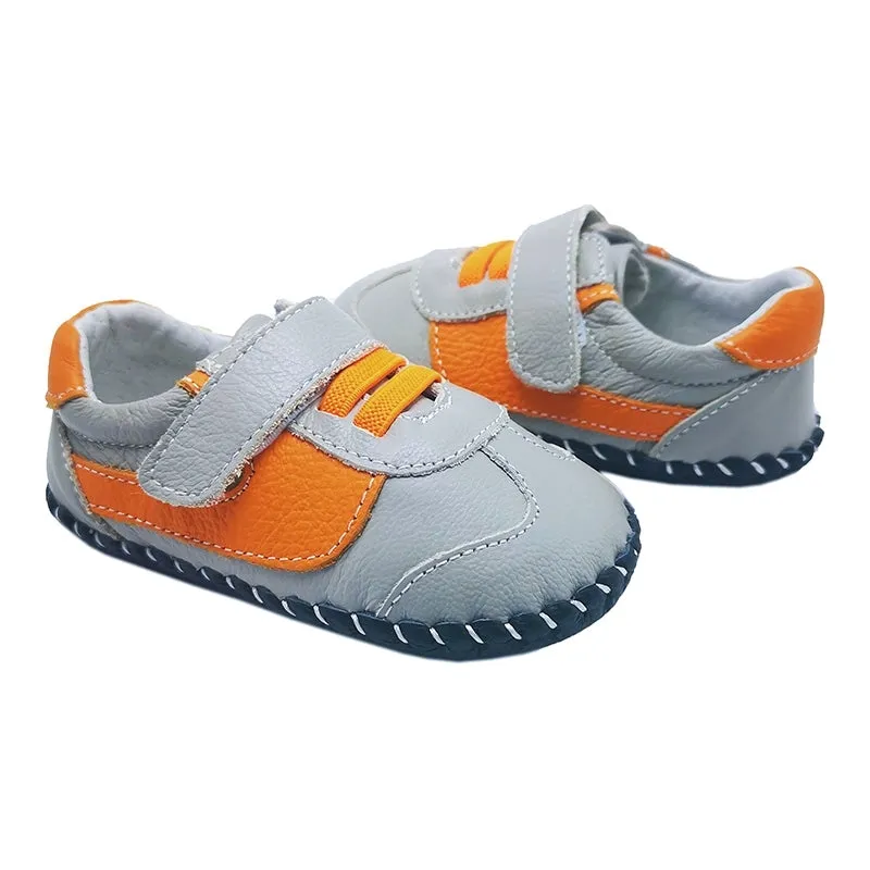 Little Chic Ben Grey Orange Decorative Baby Shoes