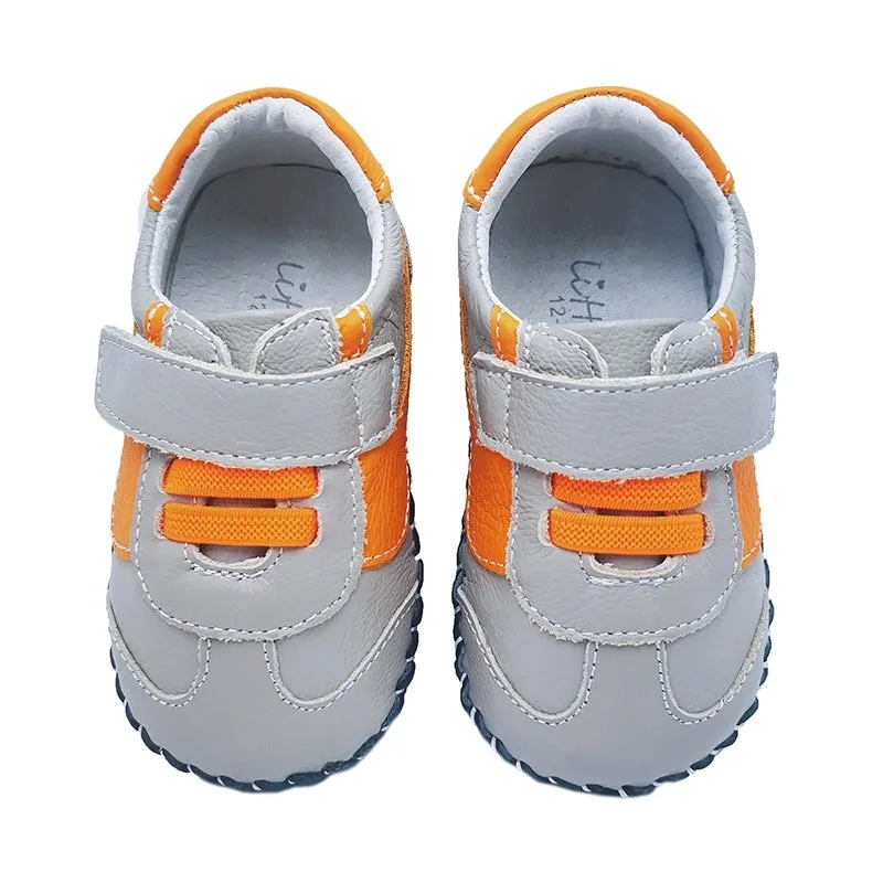 Little Chic Ben Grey Orange Decorative Baby Shoes