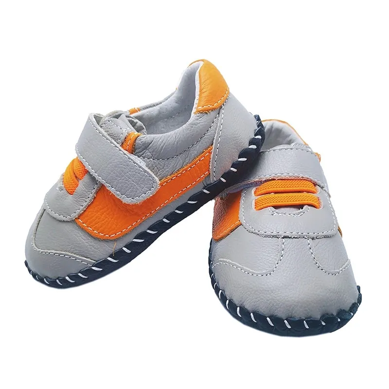 Little Chic Ben Grey Orange Decorative Baby Shoes