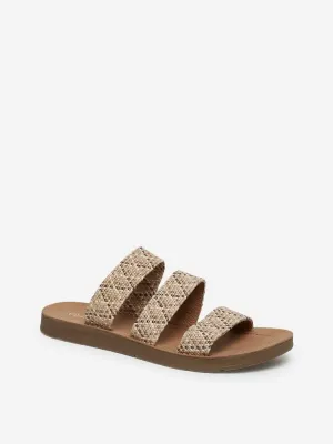 LUNA BLU Beige Chevron Multiple Strap Sandals