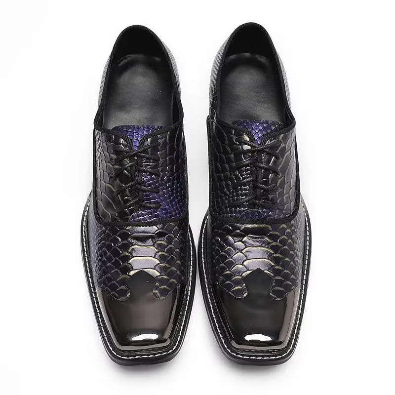 Luxe CrocTex Genuine Leather Oxford Dress Shoes