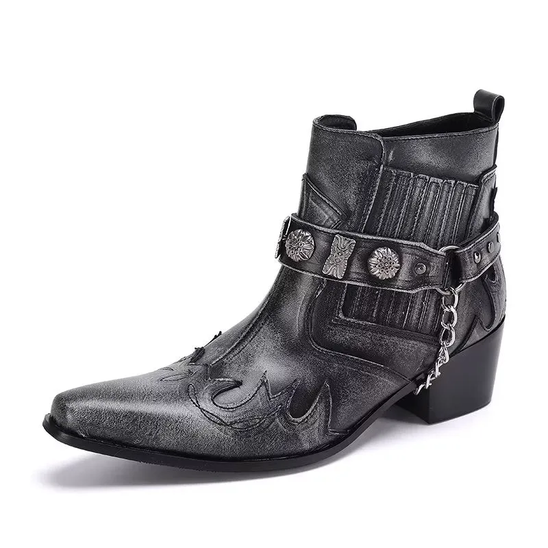 LuxeLeather Exotic Statement Dress Boots