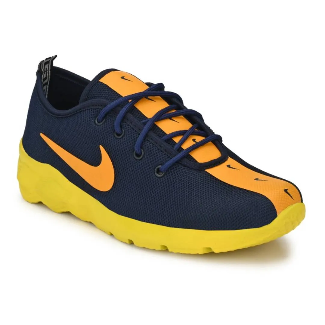 Men's Breathable Mesh Blue Yellow Running Sport Shoes