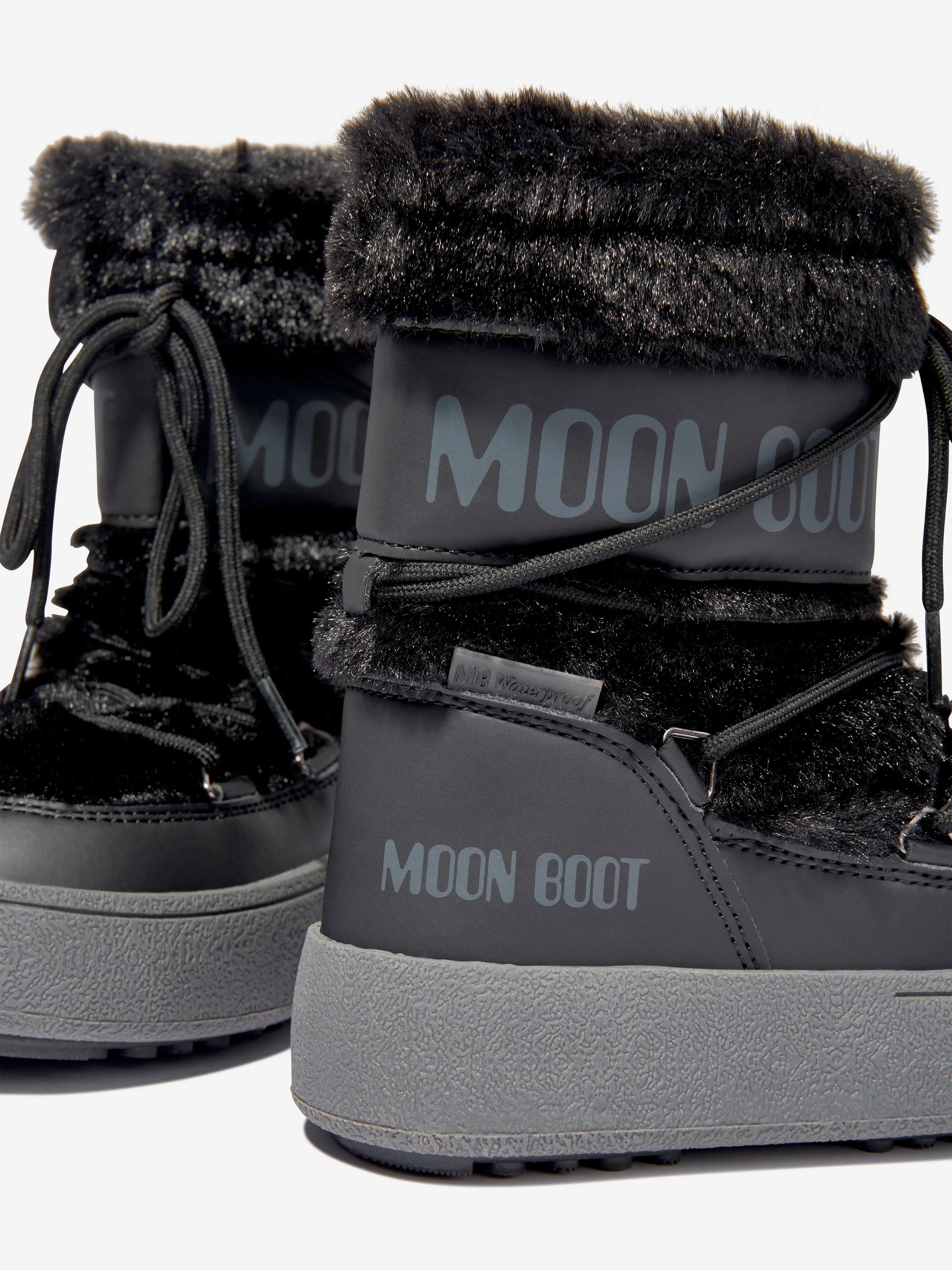 Moon Boot Girls JTrack Faux Fur Snow Boots in Black