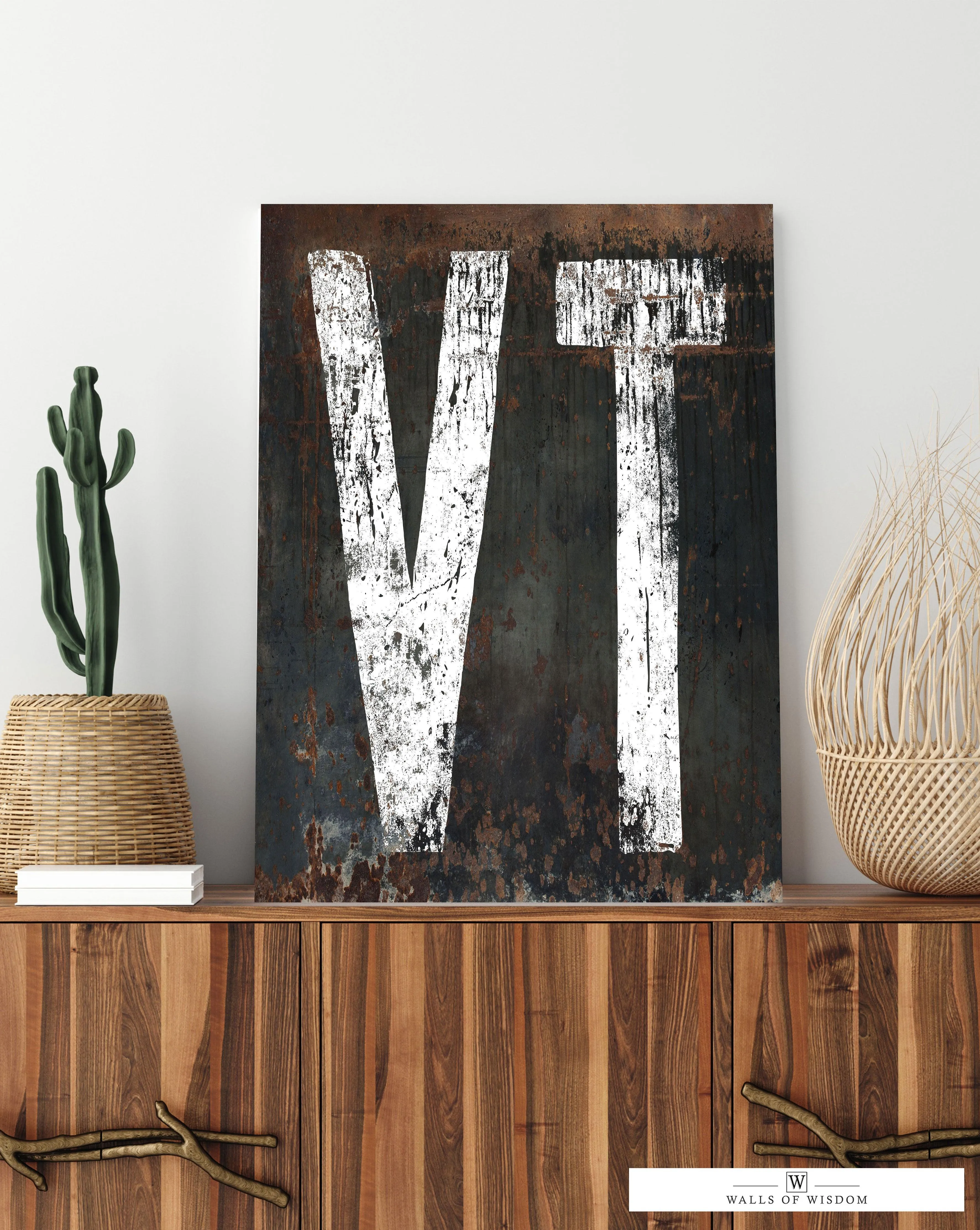 Mountain Chic: Vintage Vermont Home State Rustic Western Canvas Art Print