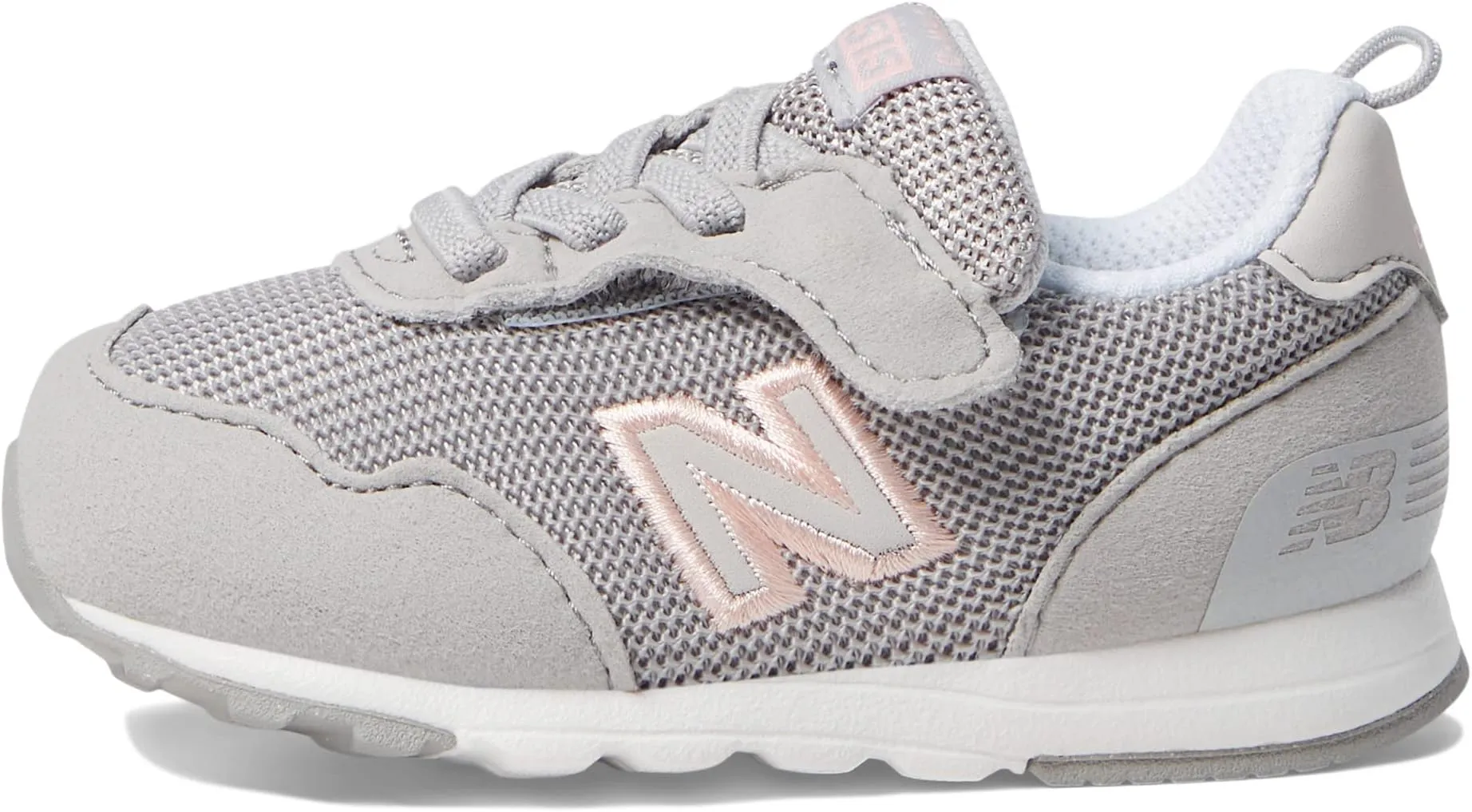 New Balance 515 New-B Hook-and-Loop Sneaker in Rain Cloud/Pink Haze