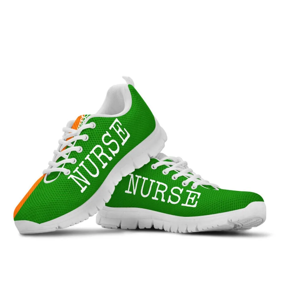 Nurse Sneaker, Nurse Love Green Orange Sneakers Shoes, Best Shoes For Nurses