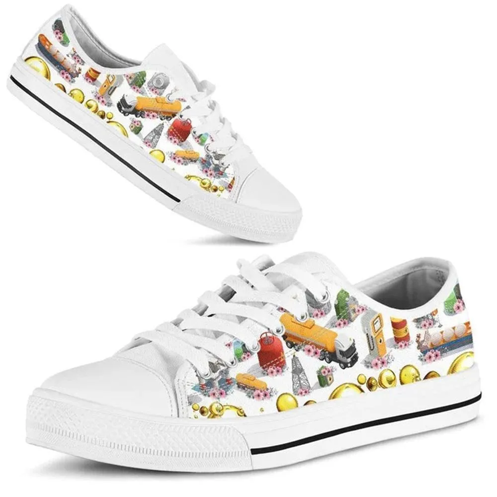 Oiler Hobby Flower Watercolor Low Top Shoes, Low Top Sneaker, Low Top Canvas Shoes