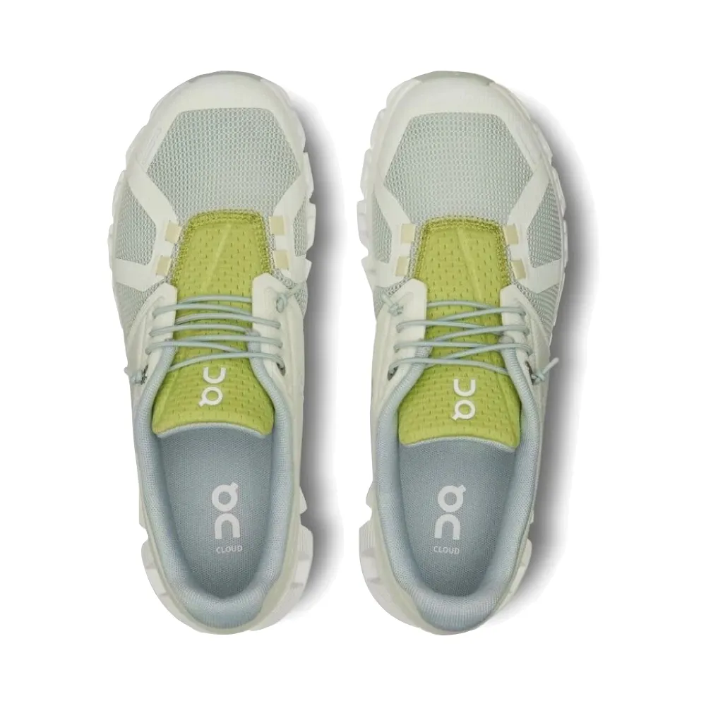 On Women's Cloud 5 Push Sneaker in Glacier/Zest