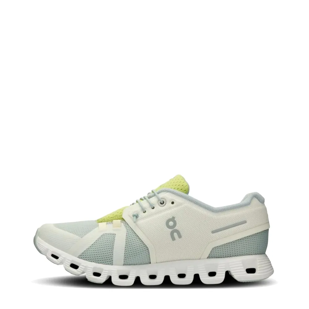 On Women's Cloud 5 Push Sneaker in Glacier/Zest