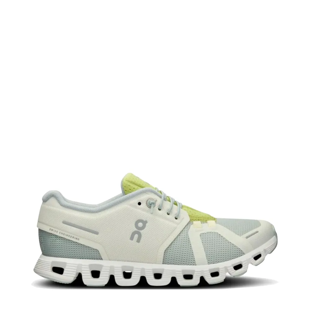 On Women's Cloud 5 Push Sneaker in Glacier/Zest